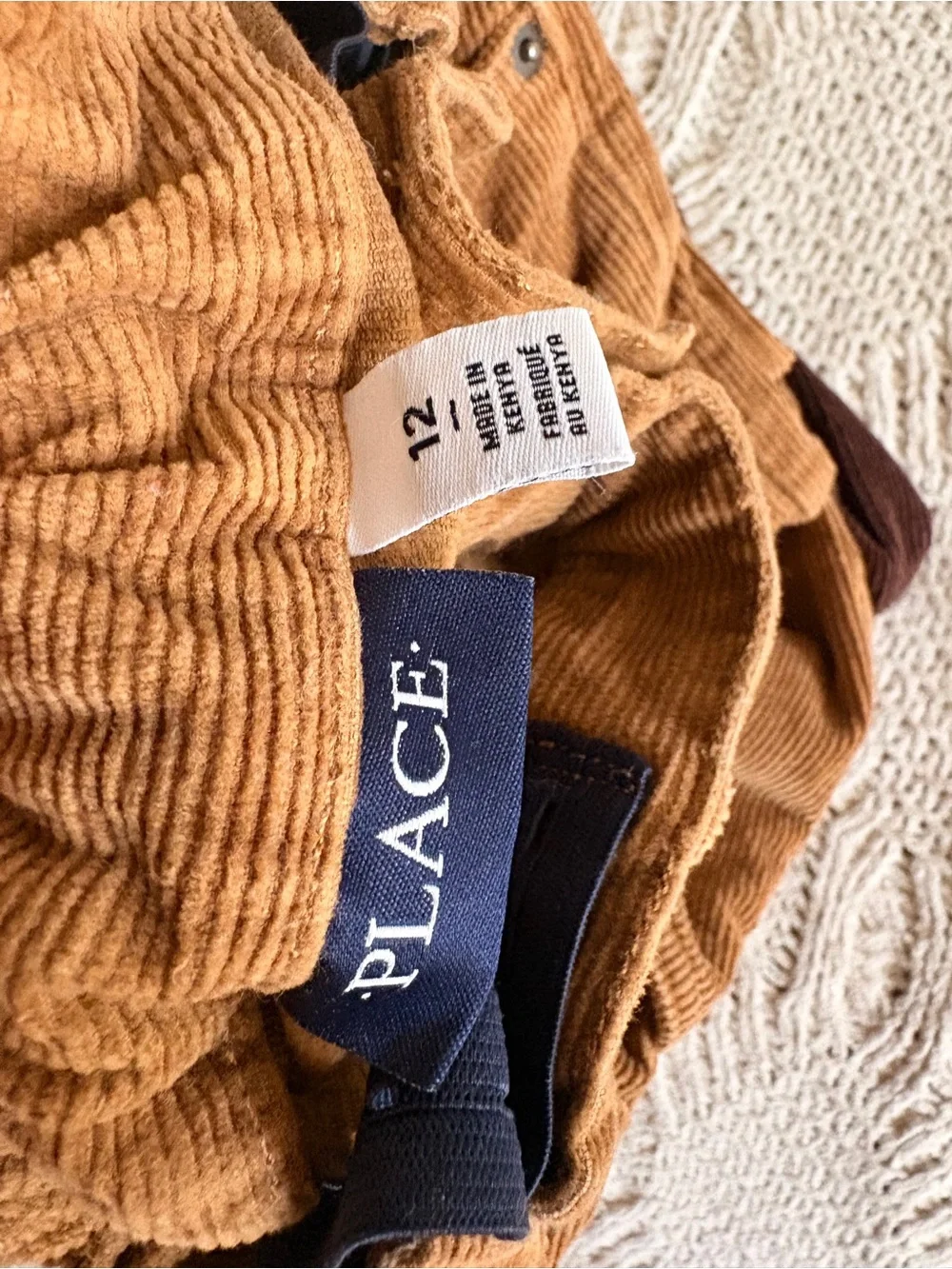 Set of 2! The Children's Place Corduroy Overalls in Camel and Chocolate